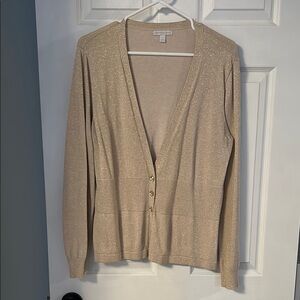 New York & Company Gold Button Cardigan